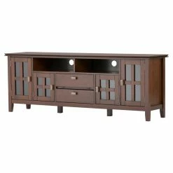 Outlet ⌛ Brooklyn & Max TV Stands Brooklyn + Max Holden Pine Wood Glass Door TV Media Stand 🥰