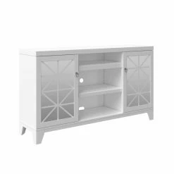 Cheap 😉 TV Stands Twin Star Home Coastal Glam Mirrored Door TV Stand 🧨
