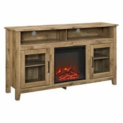 Best Pirce 🧨 TV Stands Walker Edison 58-in. Wood Highboy Fireplace Media TV Stand Console 🔔