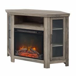 Discount 👍 TV Stands Manor Park 48 In. Wood Corner Fireplace Media TV Stand Console Table 🥰
