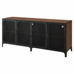 Best Sale 🔔 TV Stands Manor Park Industrial Wood And Metal TV Stand - Dark Walnut 🎉