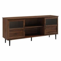 Hot Sale 🤩 TV Stands Manor Park Transitional Glass And Wood Split Panel Door TV Console 👏