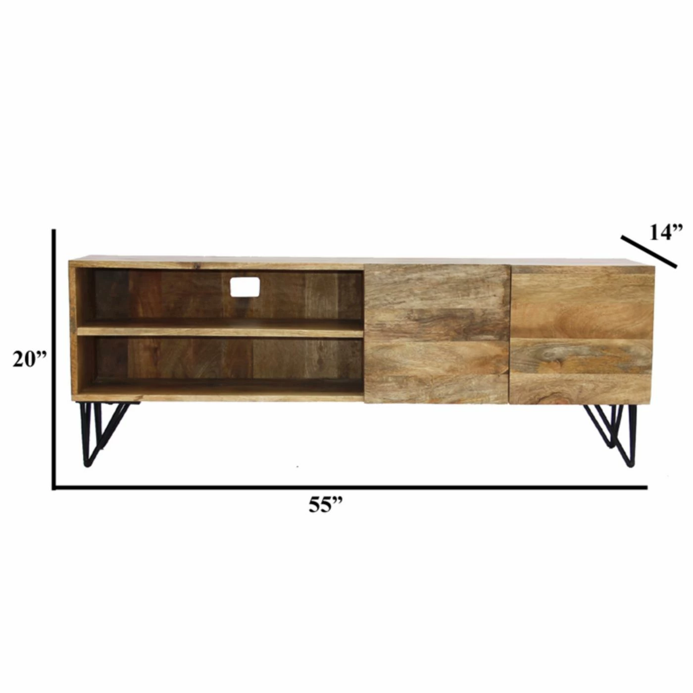 Budget π TV Stands Benzara Industrial Style Mango Wood And Metal TV Stand π― - Image 5