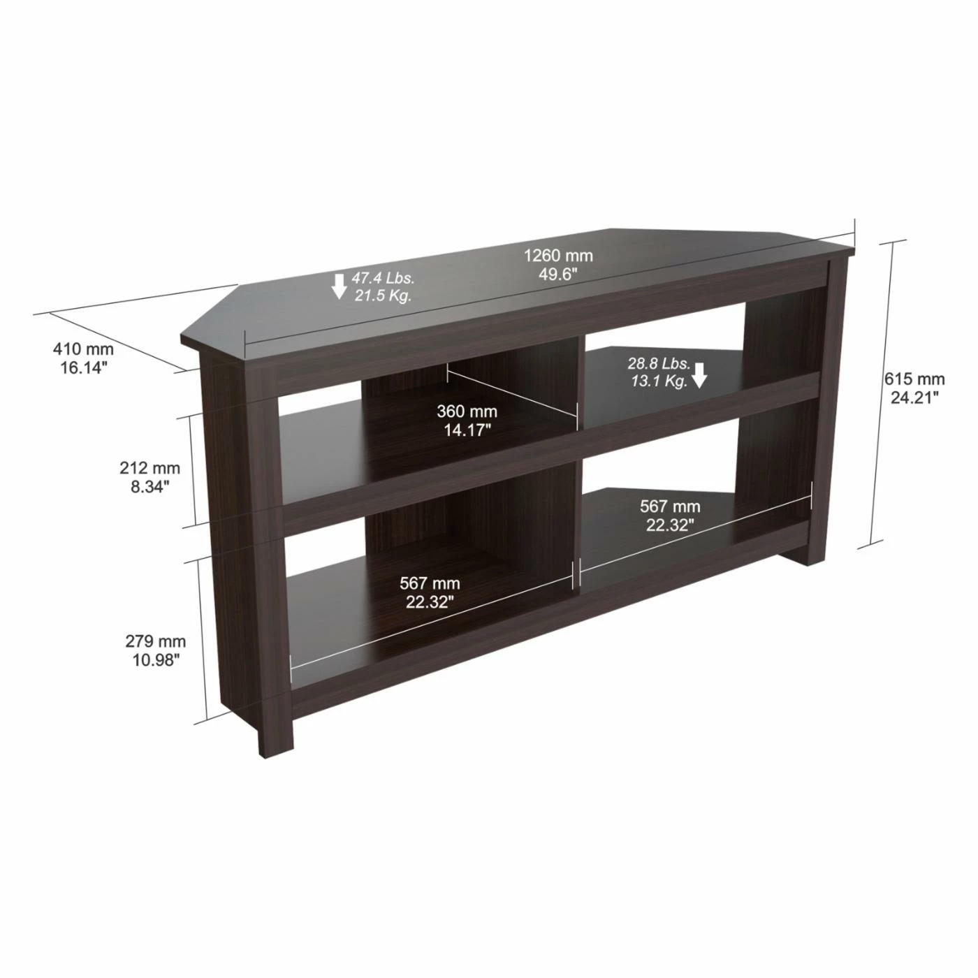 Outlet ๐ฅ TV Stands Inval 60 In. Corner TV Stand - Espresso ๐ - Image 5